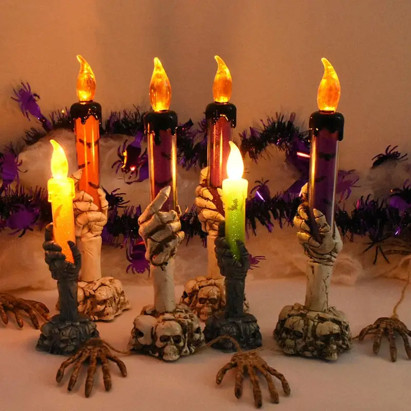 Halloween LED  Skeleton Holding Candle Light Party Haunted House Bar Home Decor Horror Props  Lantern Halloween  Decor  2023