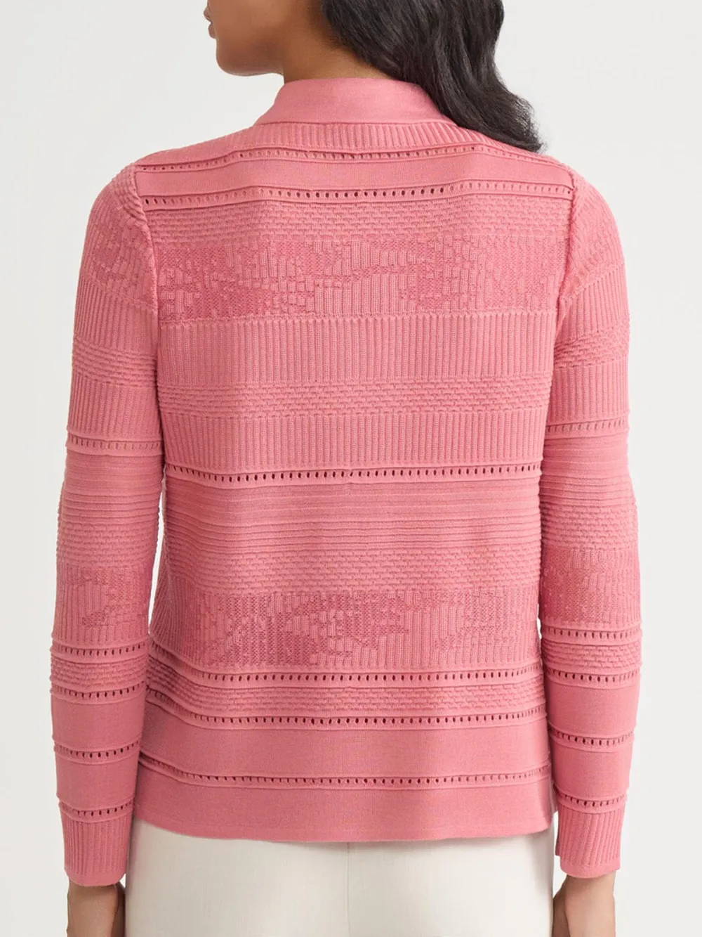 Solid Color Stand Up Collar Knitted Jacket