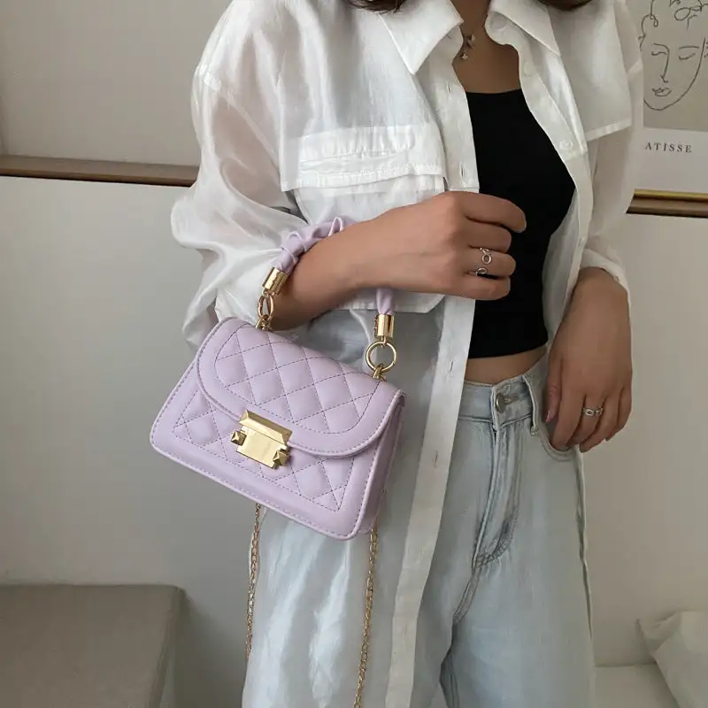 Faux Leather Chain Strap Crossbody Bag