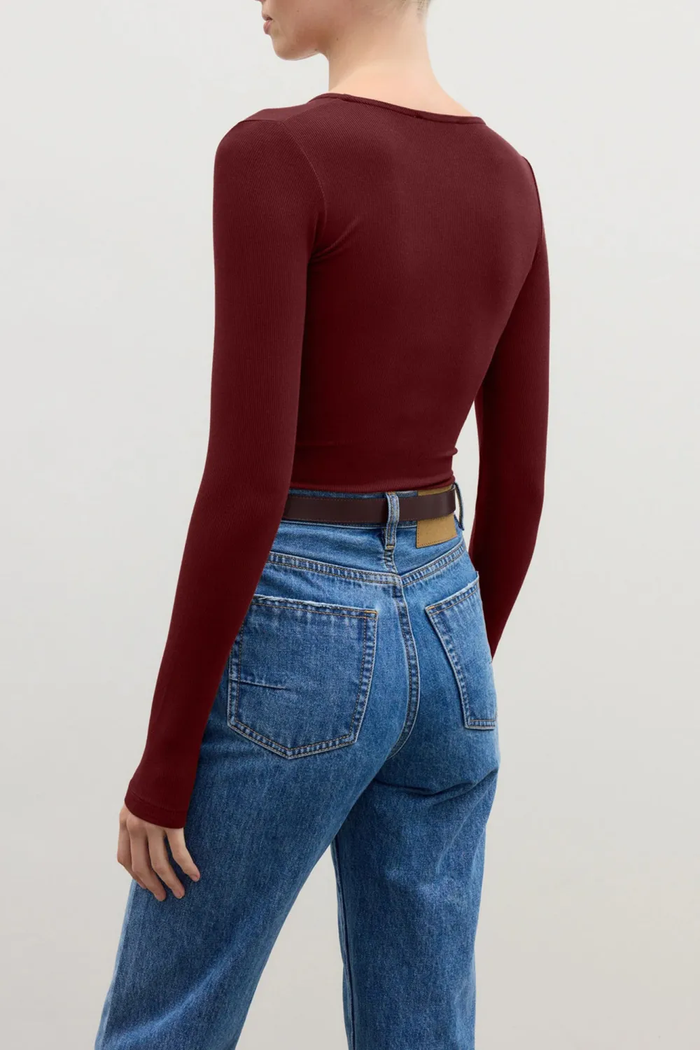 Wine Red  Simple Comfortable Breathable  Bodysuit