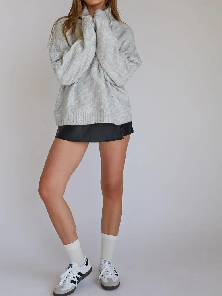 August Cable Knit Turtleneck Chunky Sweater