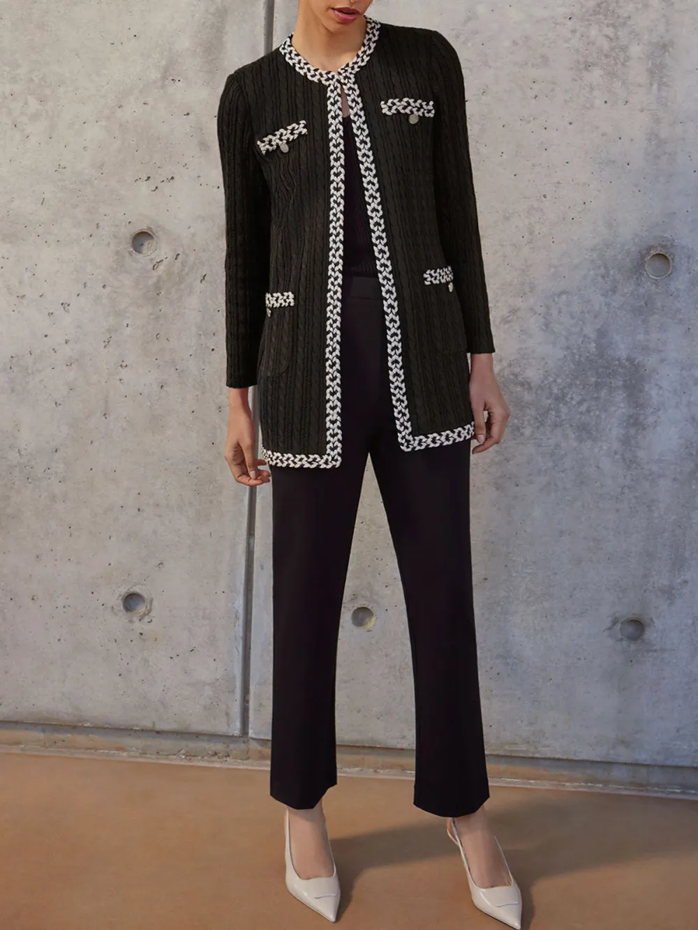 Color Blocking Long Sleeved Round Neck Jacket