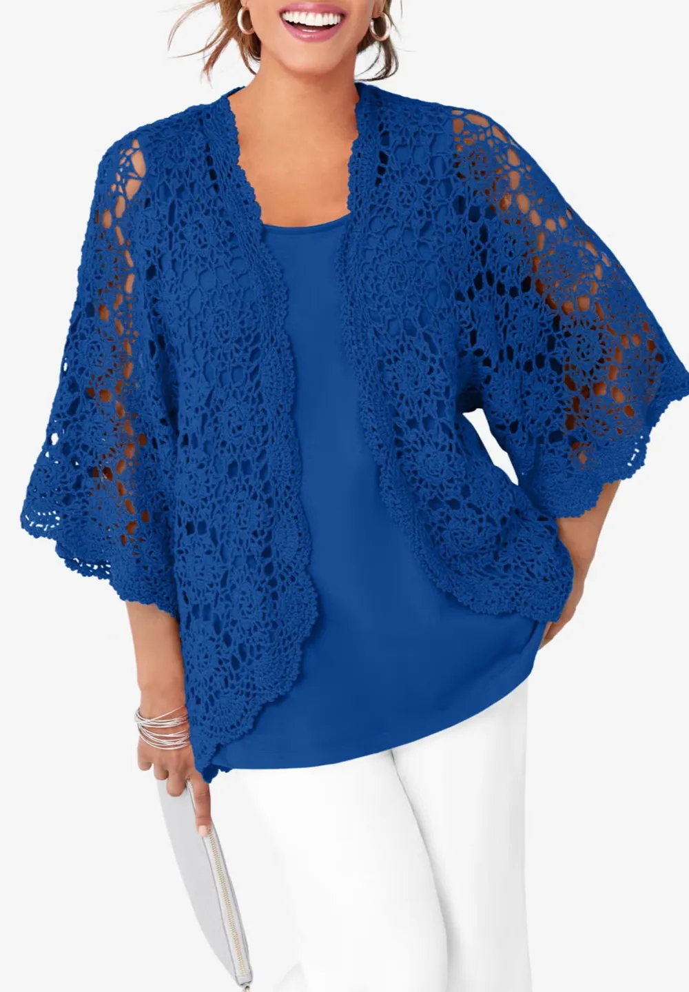 Hollow Solid Color Cardigan