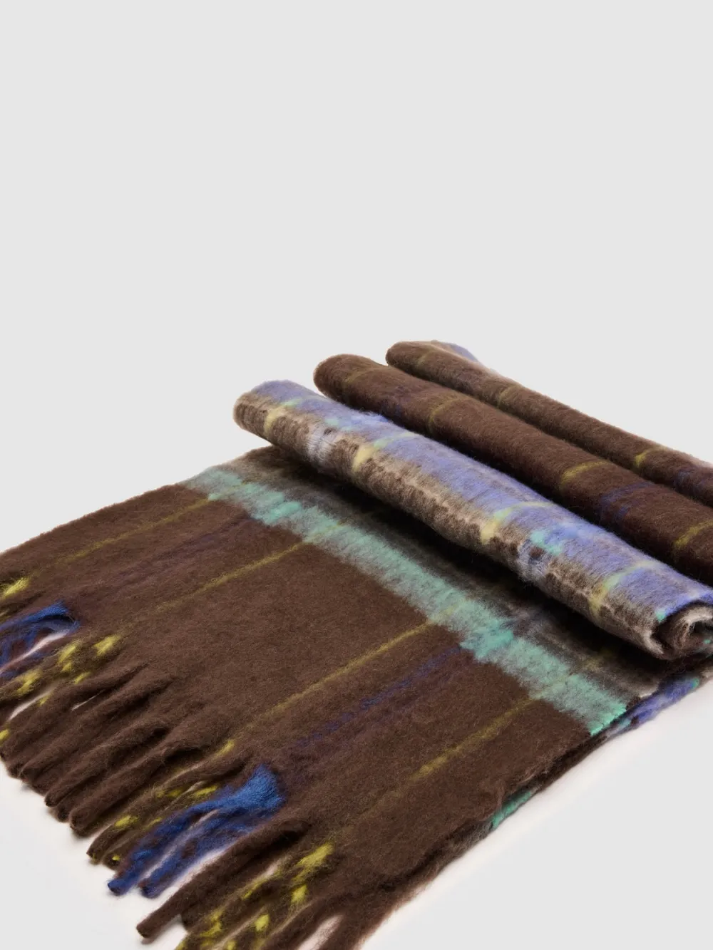 Multi-Color Plaid Fringe Scarf