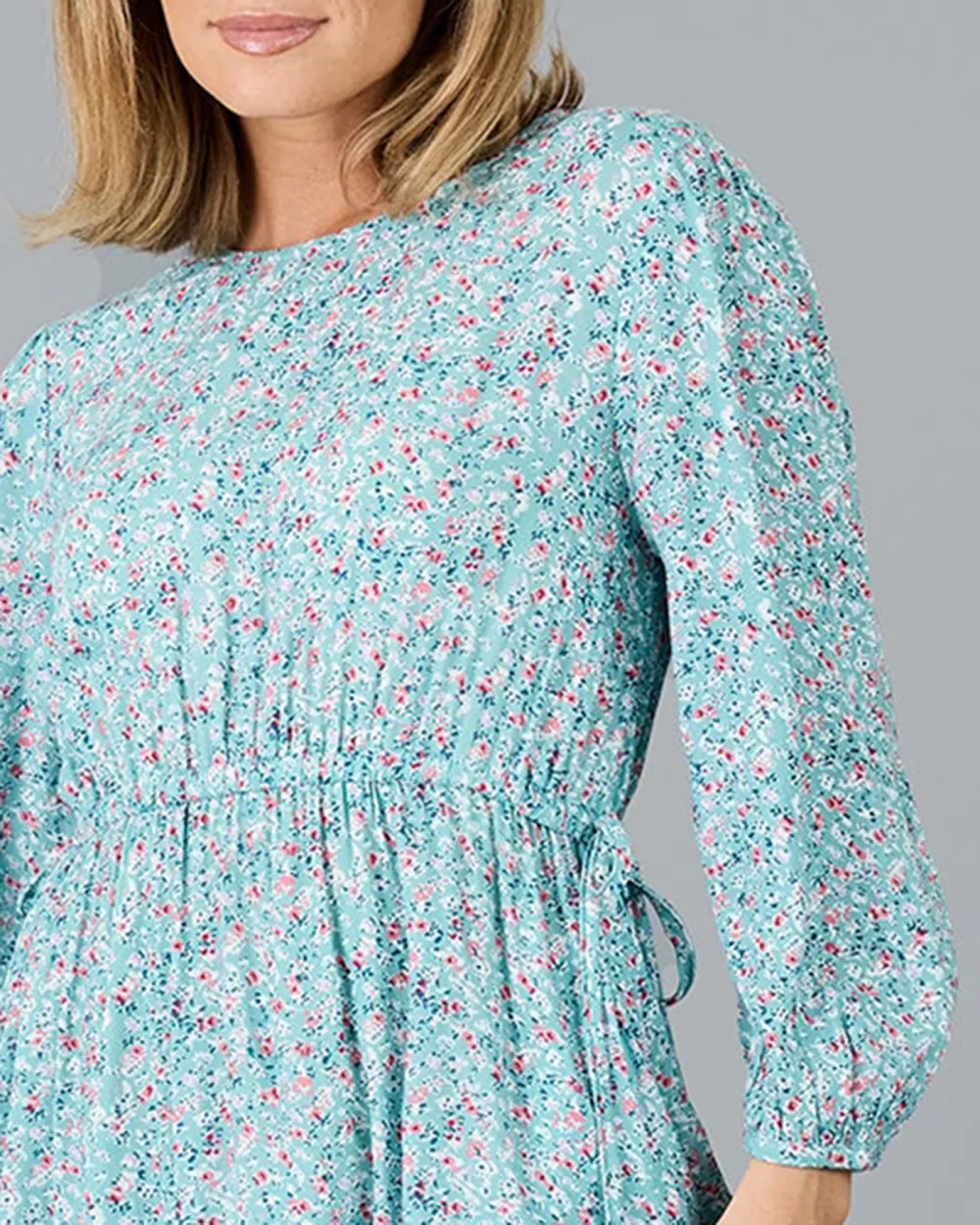 Blue Floral Print Tiered Maxi Dress