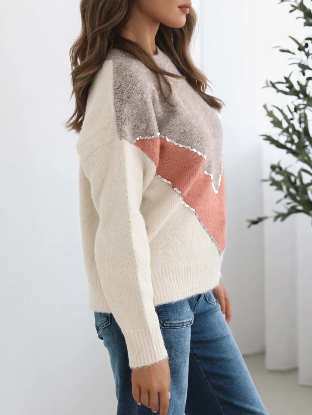 Multi Crew Neck Knit Top
