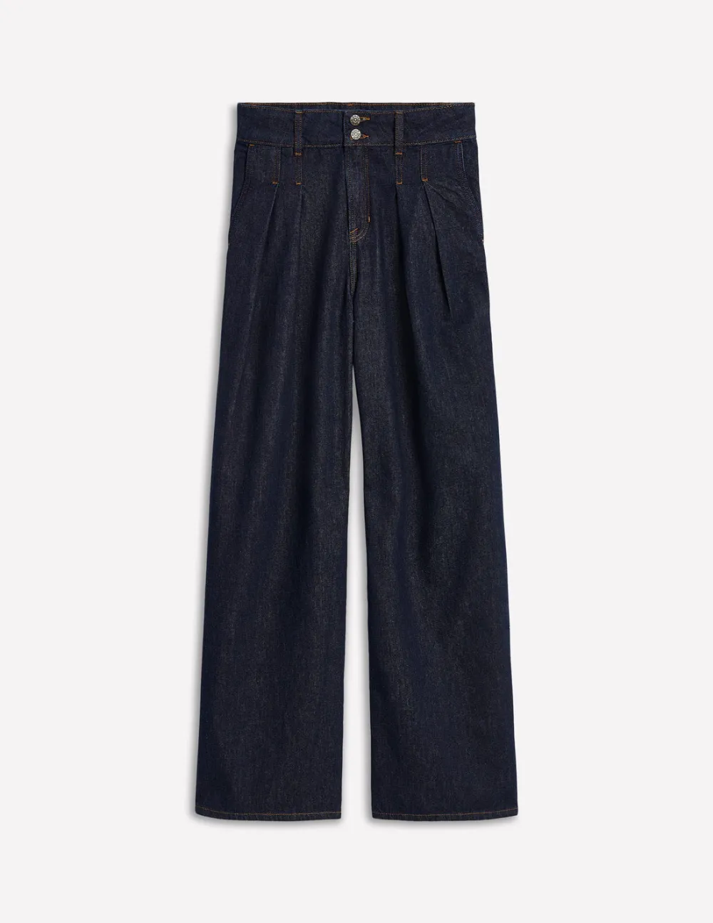 Navy Blue Linen Wide - Leg Pants