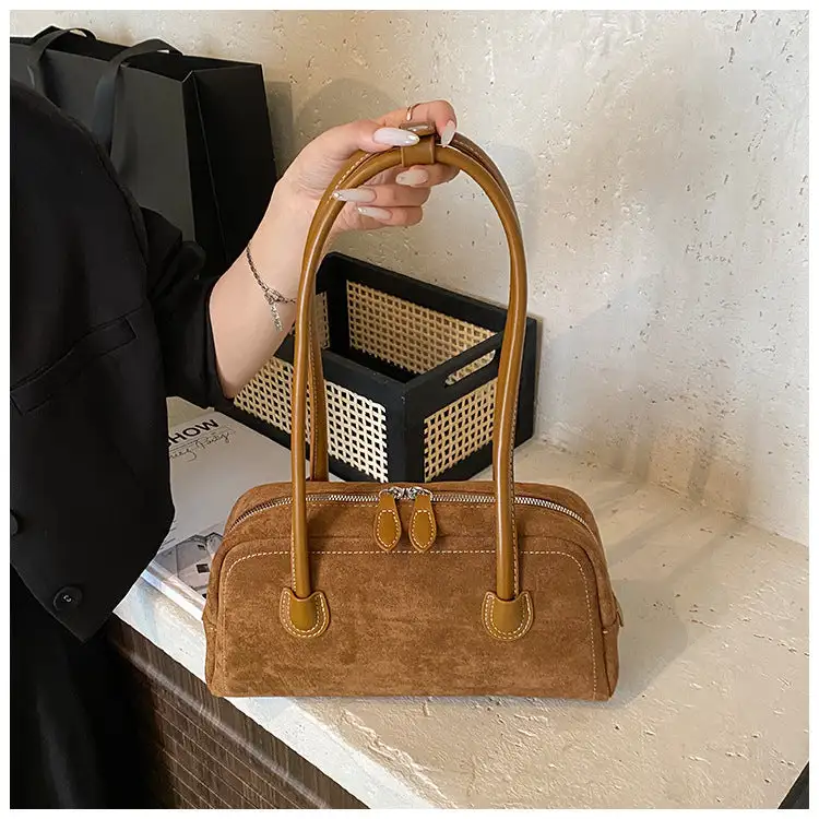 Roomy Suede Baguette Bag