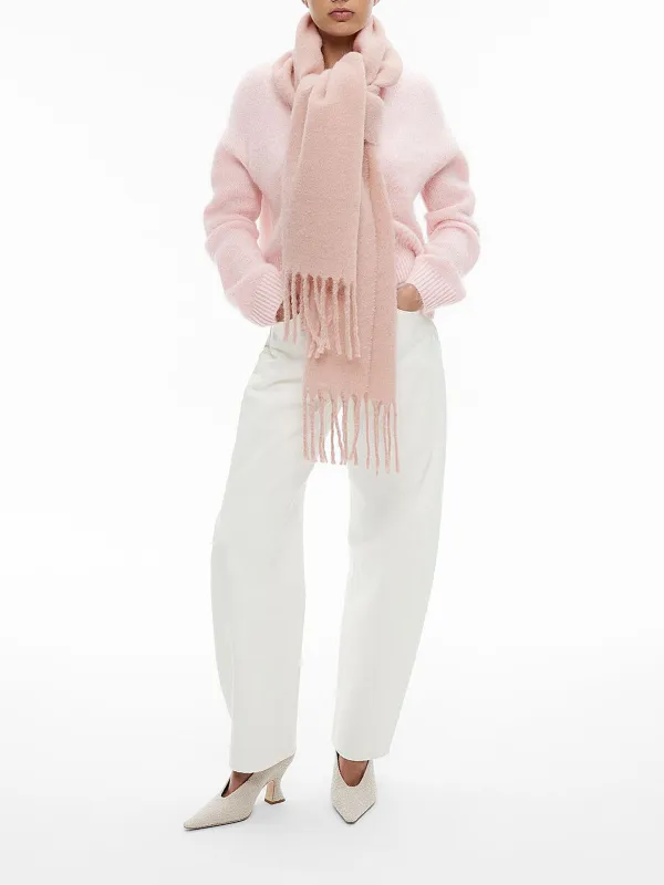 Pink Fringed Tassel Scarf