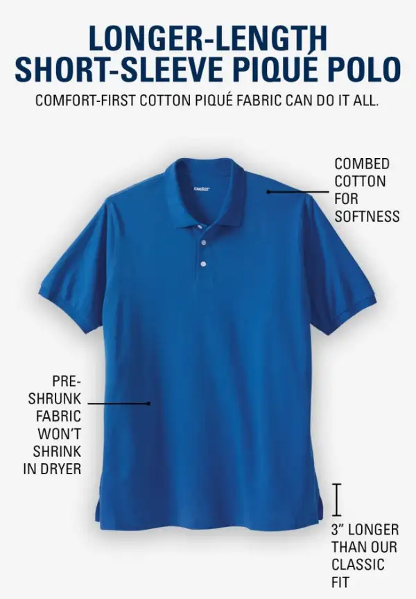 Longer-Length Shrink-Less™ Cotton Polo Shirt