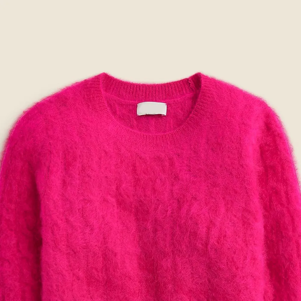 Brushed Cashmere Shrunken Crewneck Sweaters
