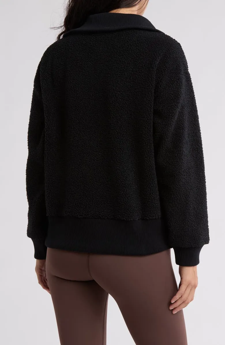 Faux Shearling Half-Zip Pullover