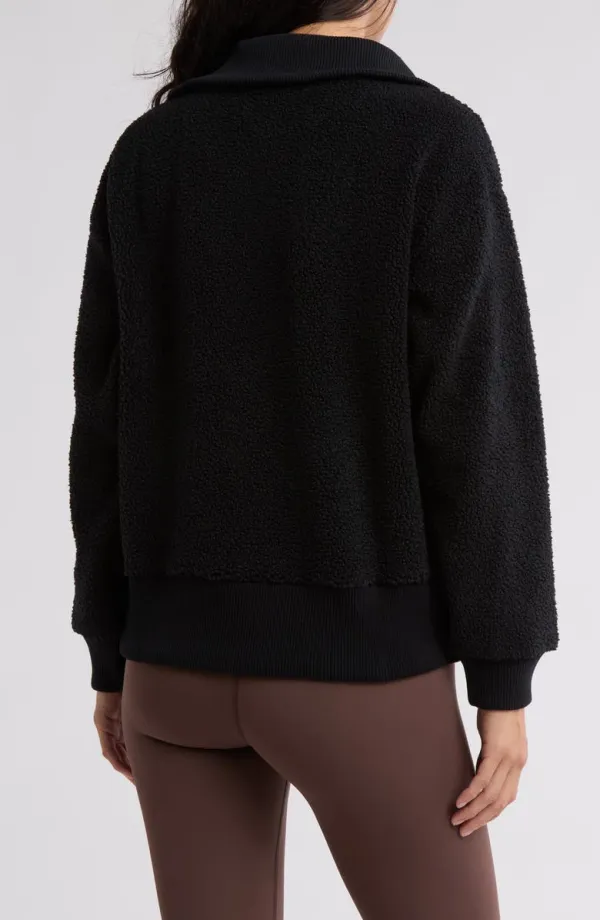 Faux Shearling Half-Zip Pullover