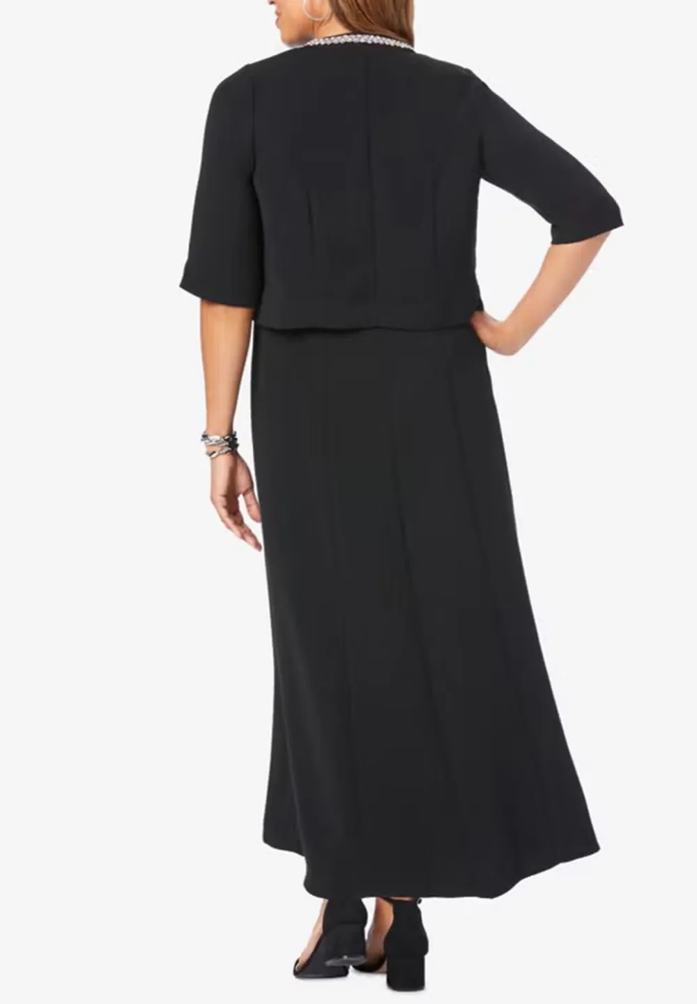 Crew Neck Beaded Jacket Dress