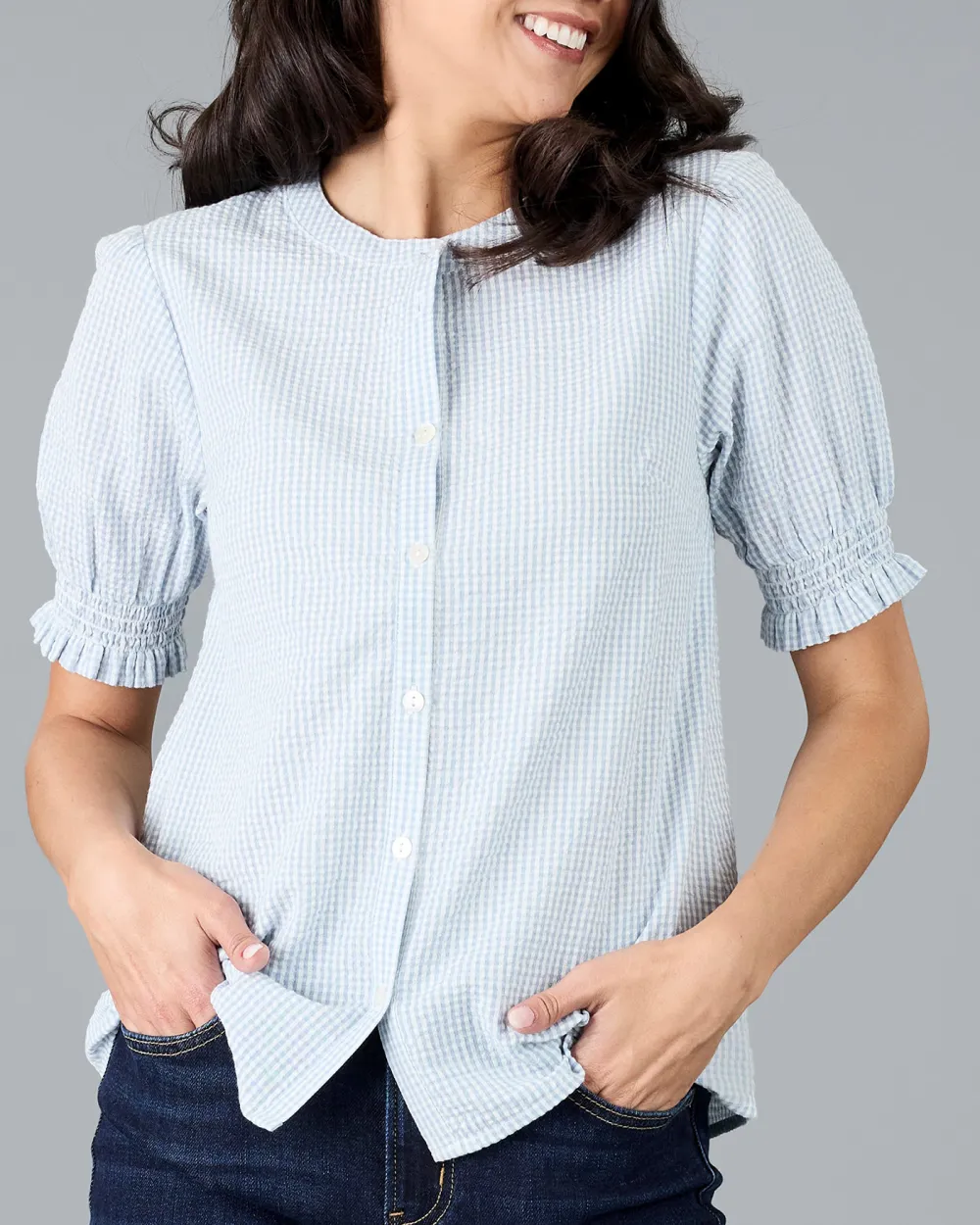 Striped Button Front Blouse
