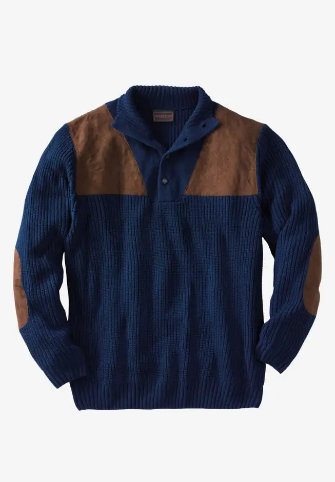 Patch Sweater with Mock Neck