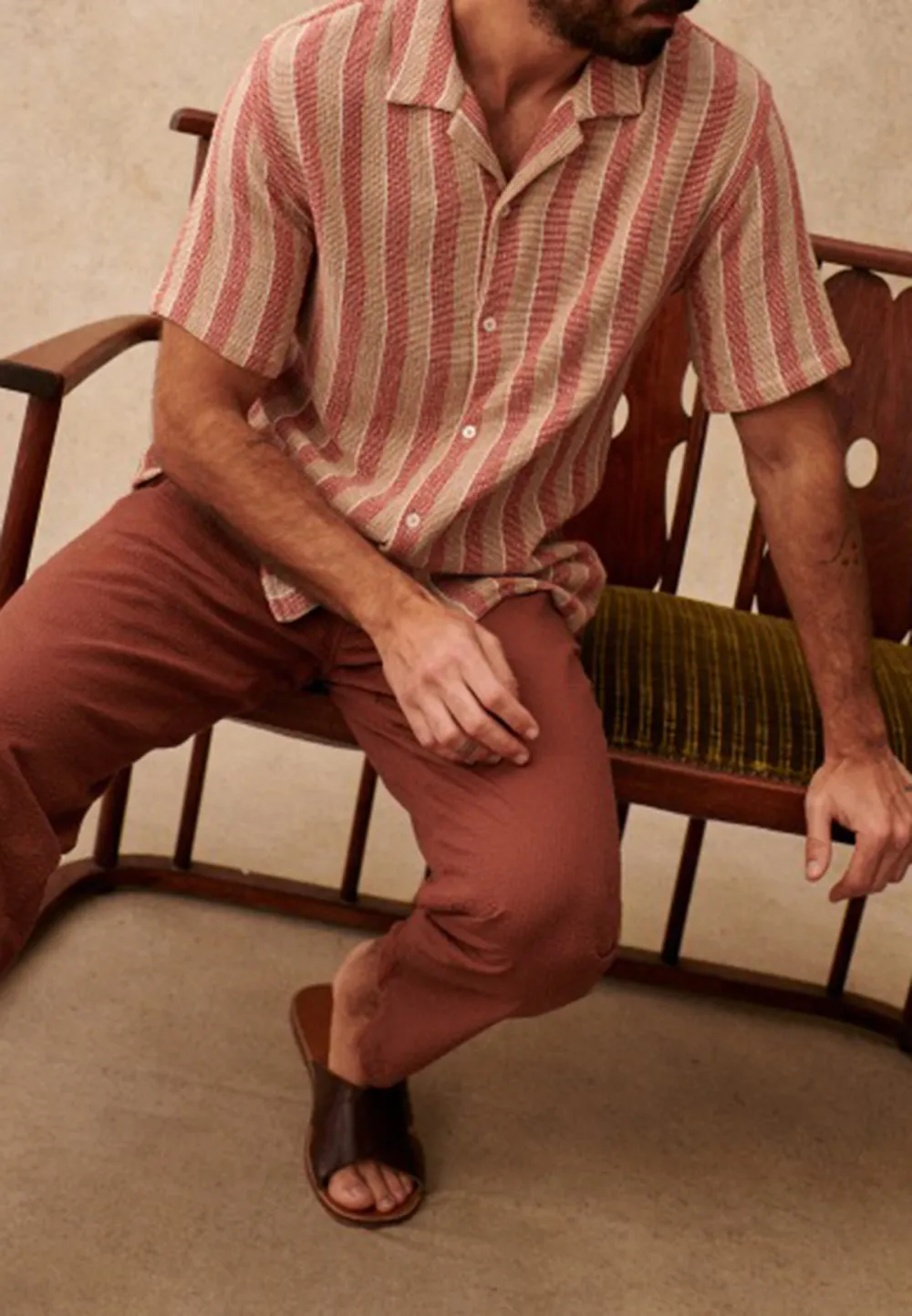 Shirt-Textured Rust / Beige stripes