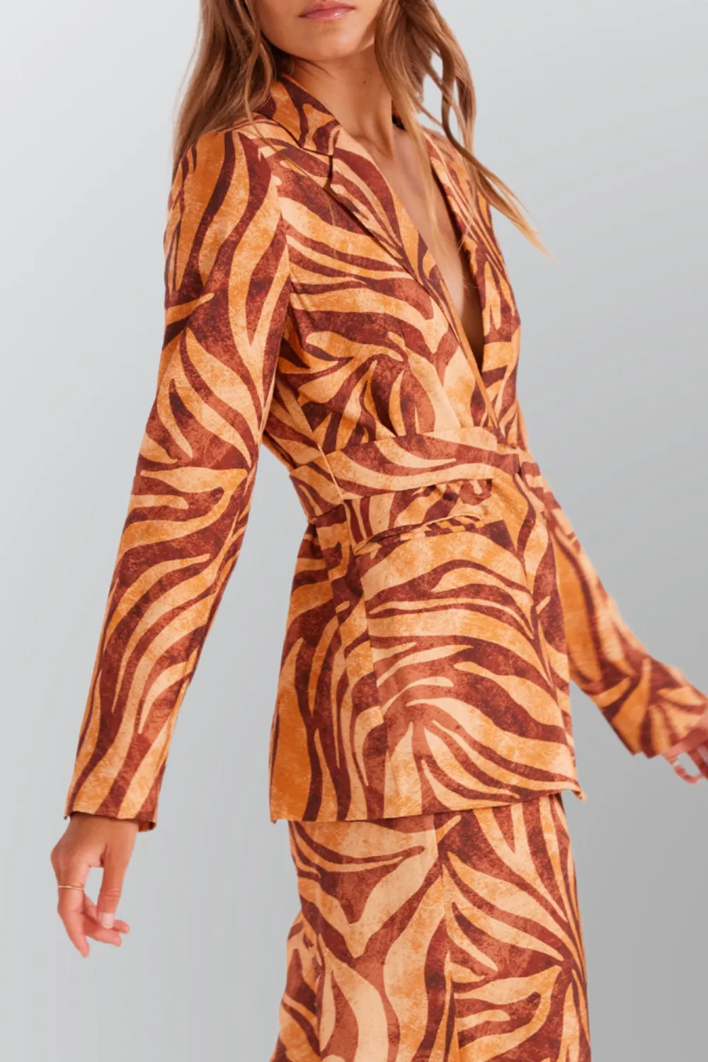 Orange Basic Comfort Slim Fit Lace-Up Jacket