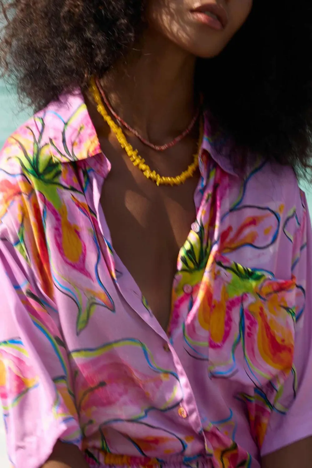 Lazy Vacation Style Lilac Lily Long-Sleeved Shirt