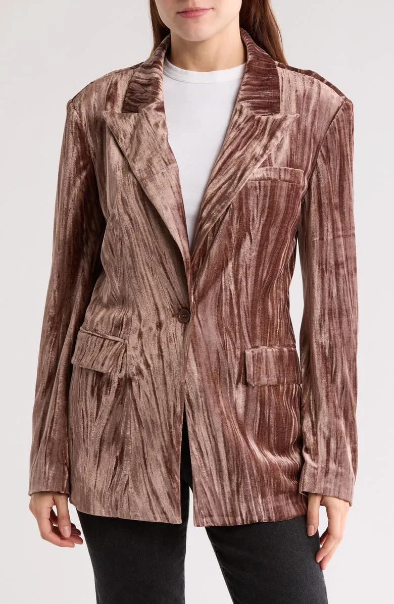 Velvet One-Button Blazer