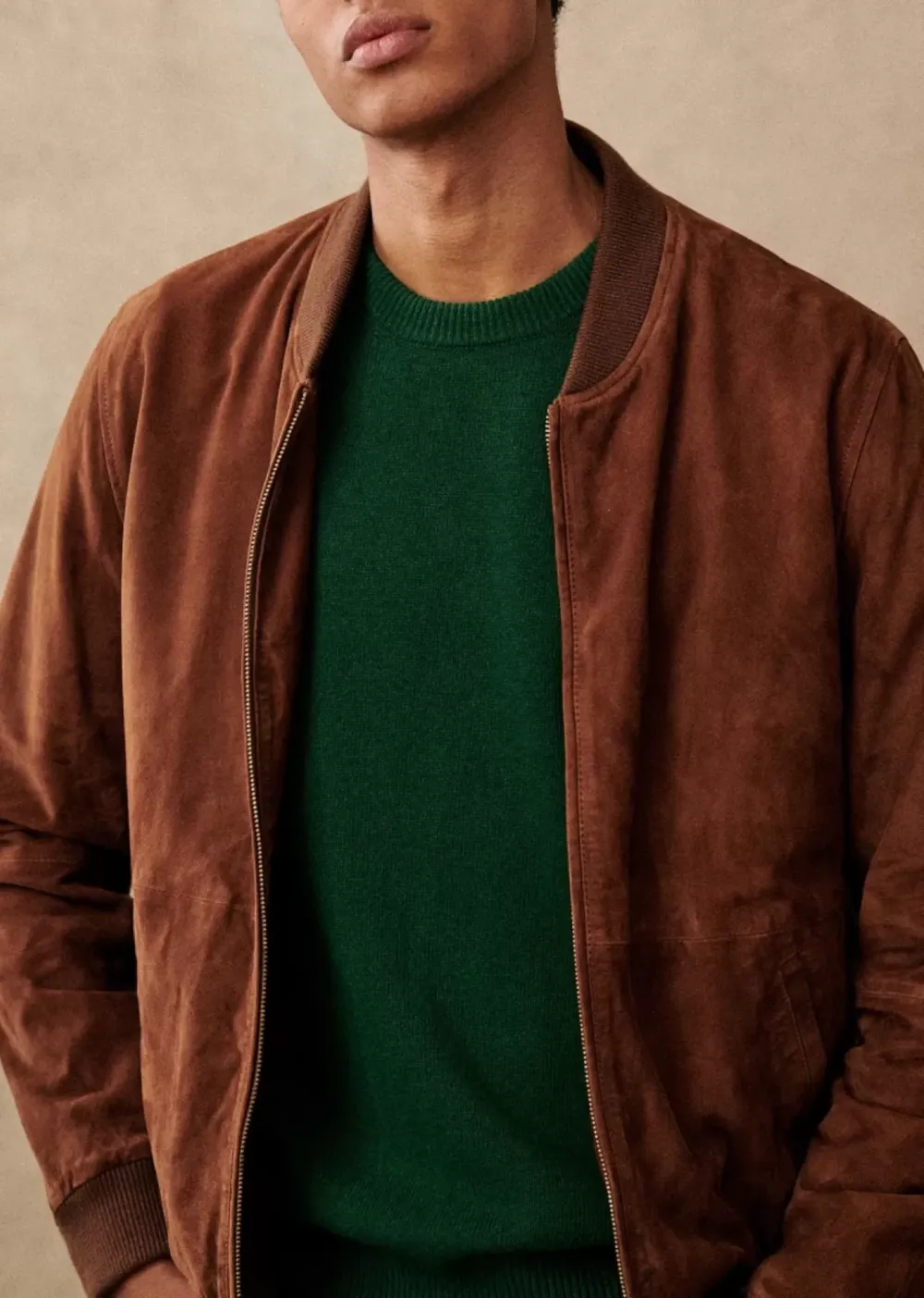 Suede Crew Neck Jackets