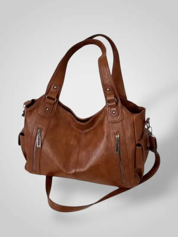 Foldover Leather Shoulder Bag