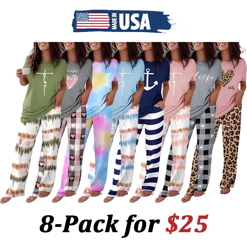 🔥FLASH SALE🔥Women's 2 Piece Pajama Set - Short Sleeve Comfy Loungewear