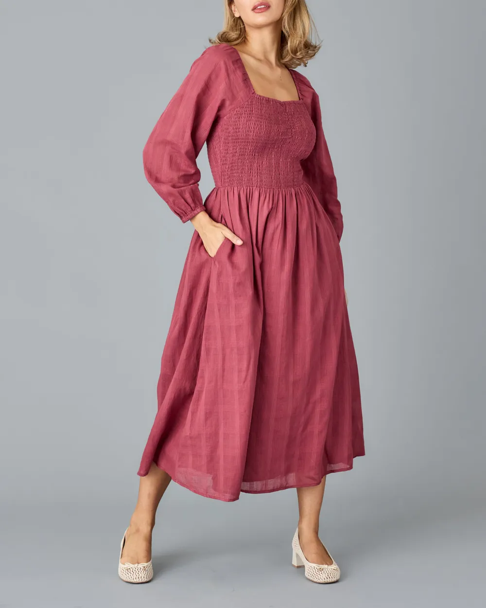 Square Necked Midi Dress