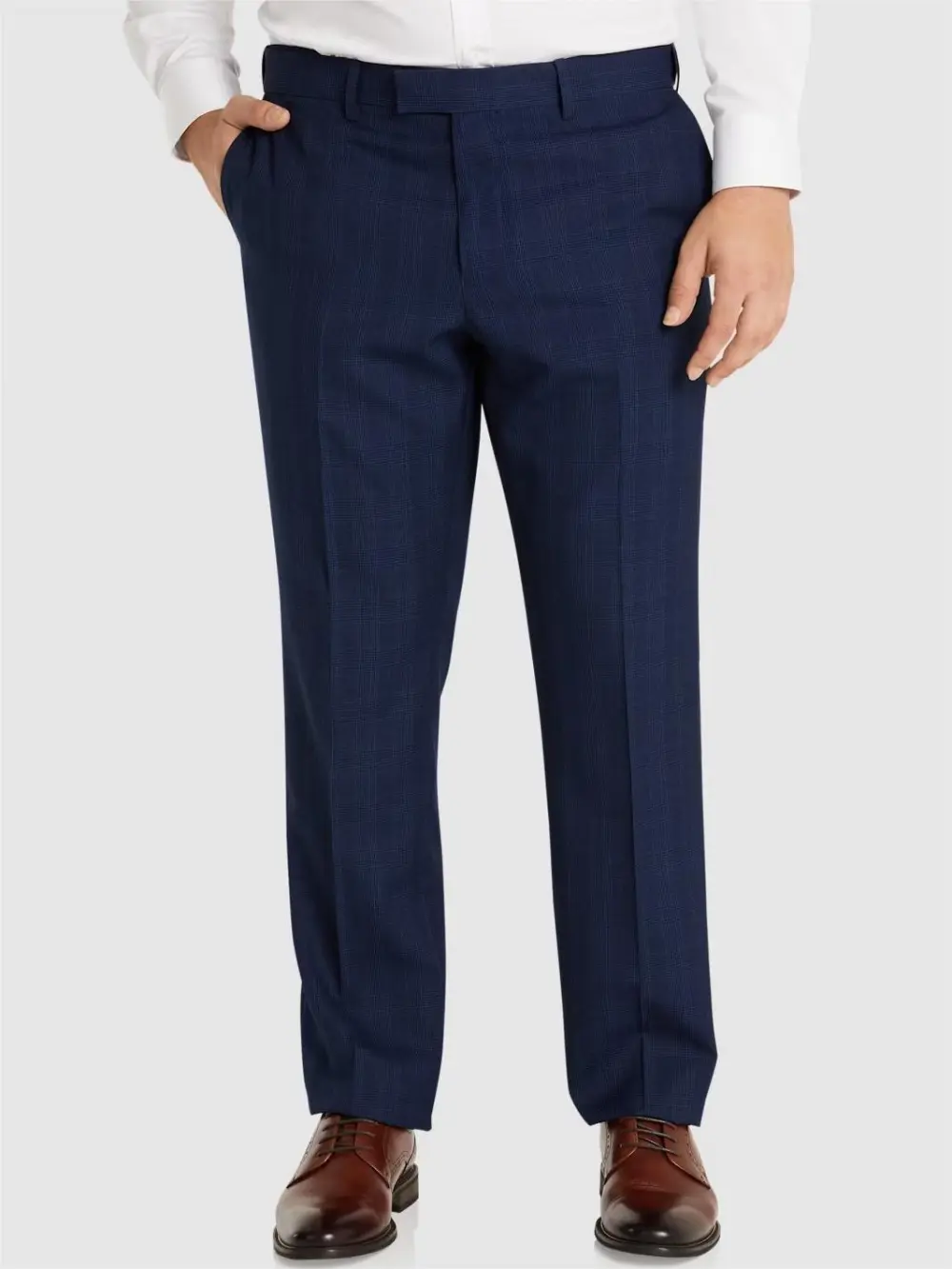 REGULAR FIT DARK BLUE POLYESTER TROUSERS