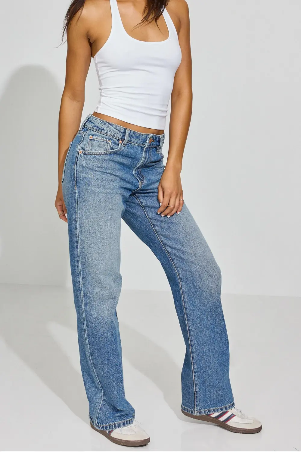 Casual Style Straight Blue Jeans