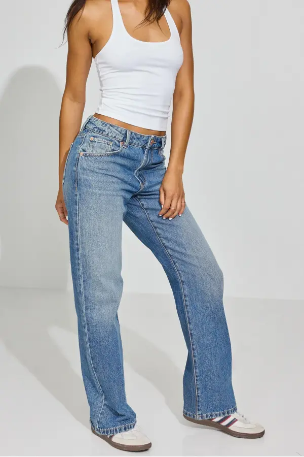Casual Style Straight Blue Jeans