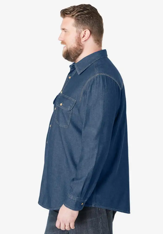 Long Sleeve Denim and Twill Shirt