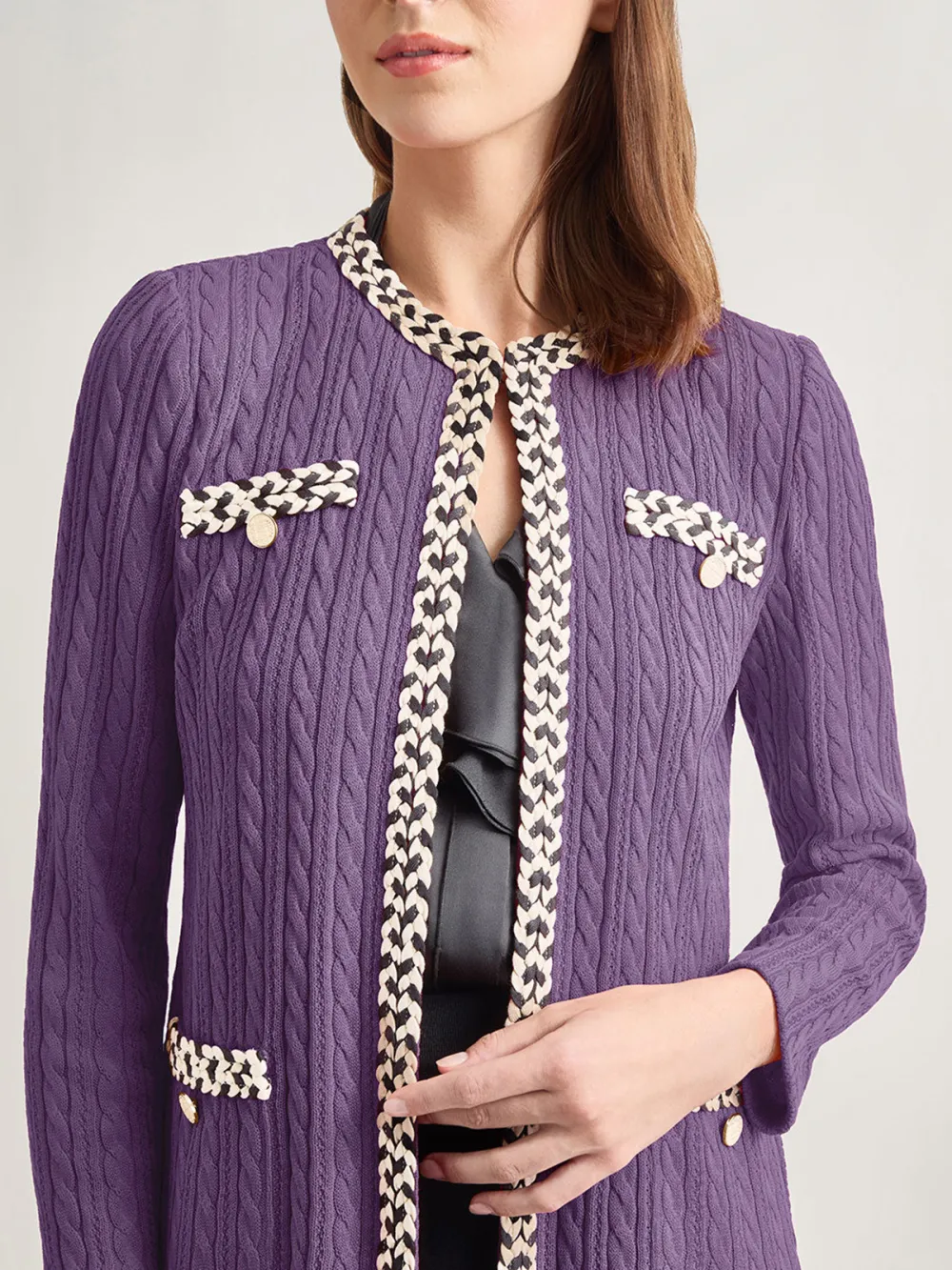 Color Blocking Long Sleeved Round Neck Jacket