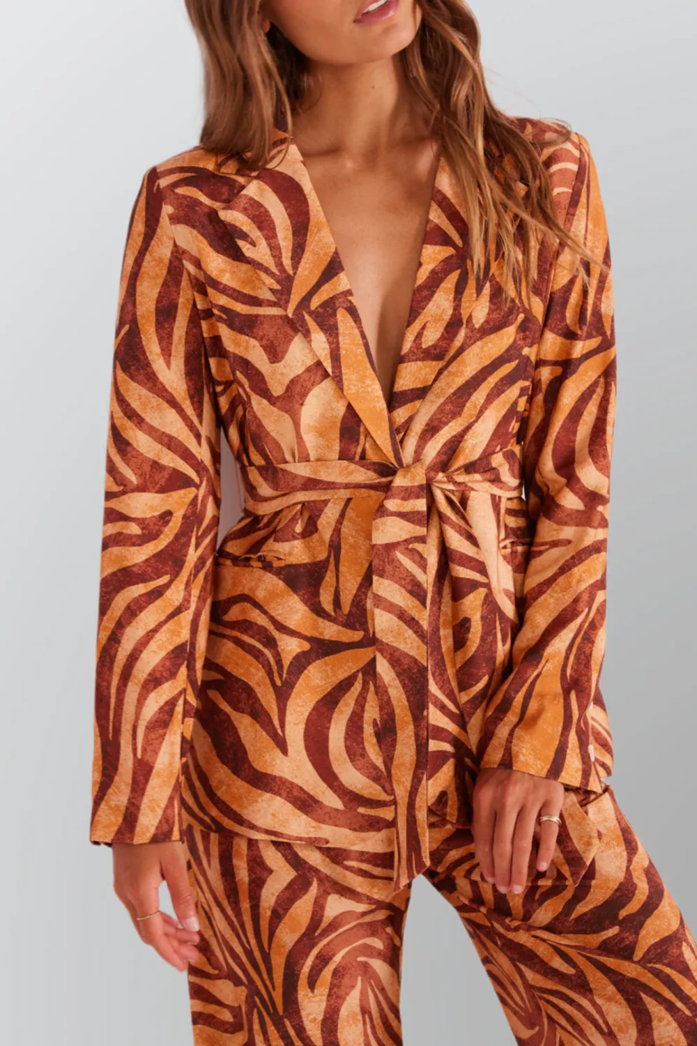 Orange Basic Comfort Slim Fit Lace-Up Jacket