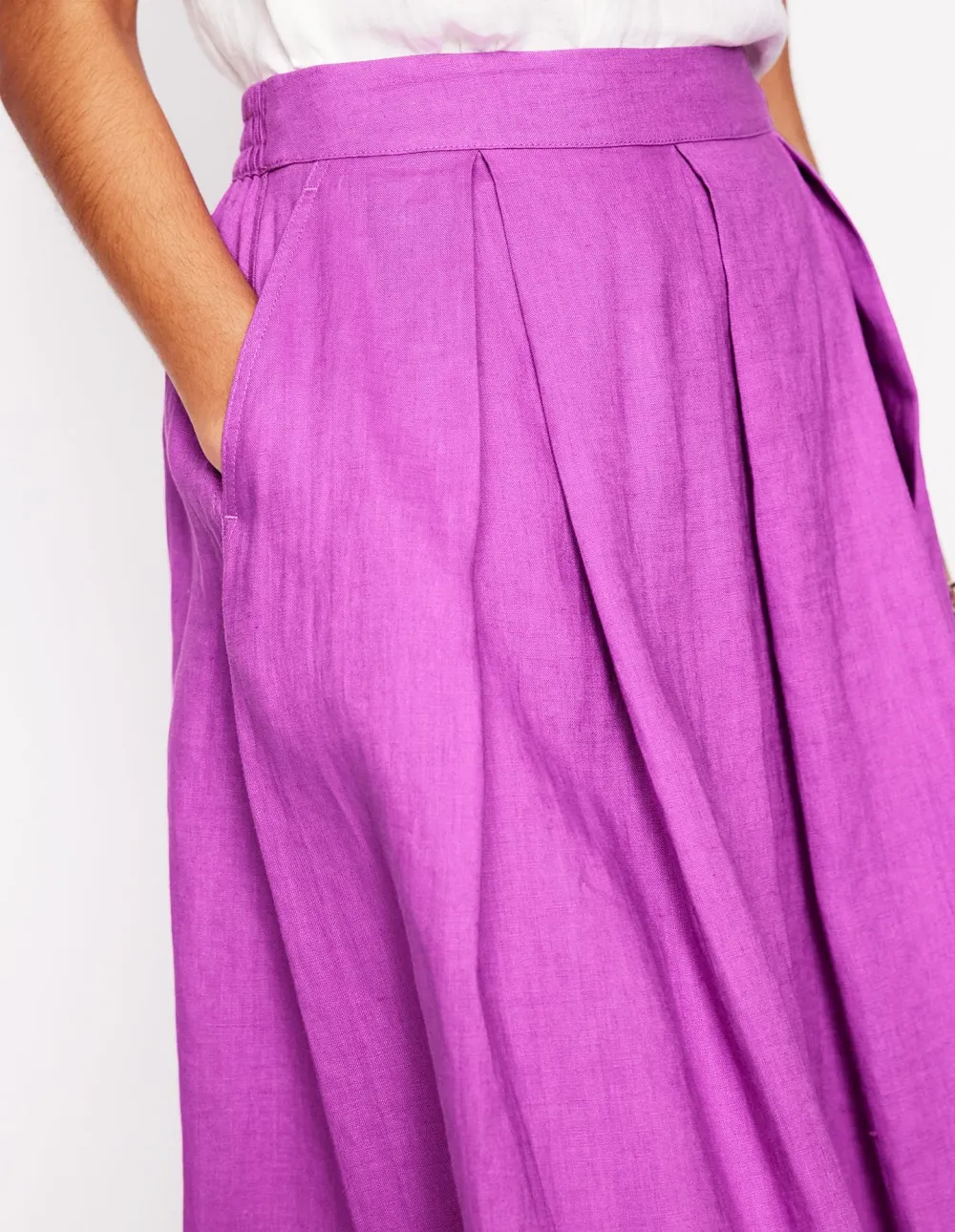 Foxglove Purple Verity Linen Midi Skirt