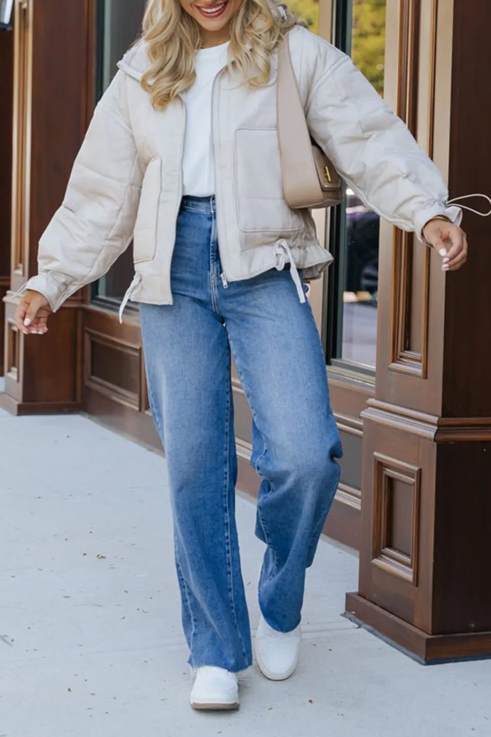 Beige Simple Down Jacket