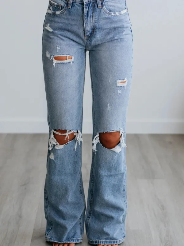 Vintage Ripped Flare Jeans