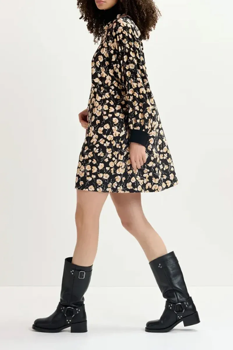 Floral Print Lantern Sleeve Dresses