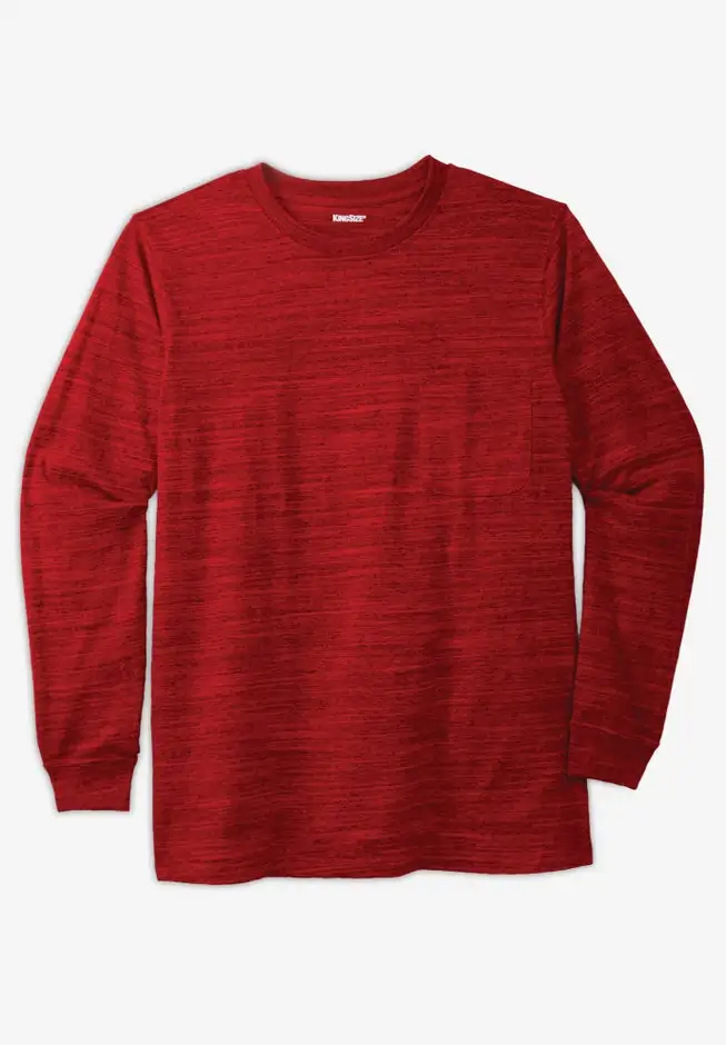 Shrink-Less™ Lightweight Long-Sleeve Crewneck Pocket T-Shirt