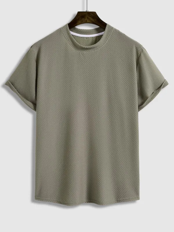 Men'S Comfortable Textured T-Shirt Casual Shorts Set