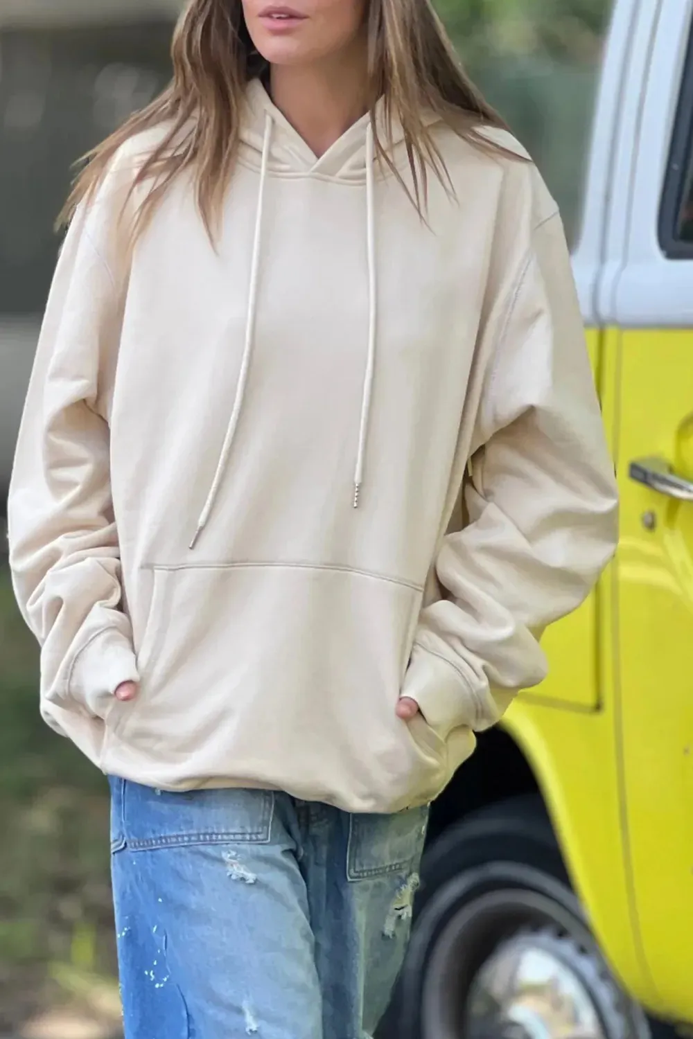 Cream Classic Versatile Loose Hoodie