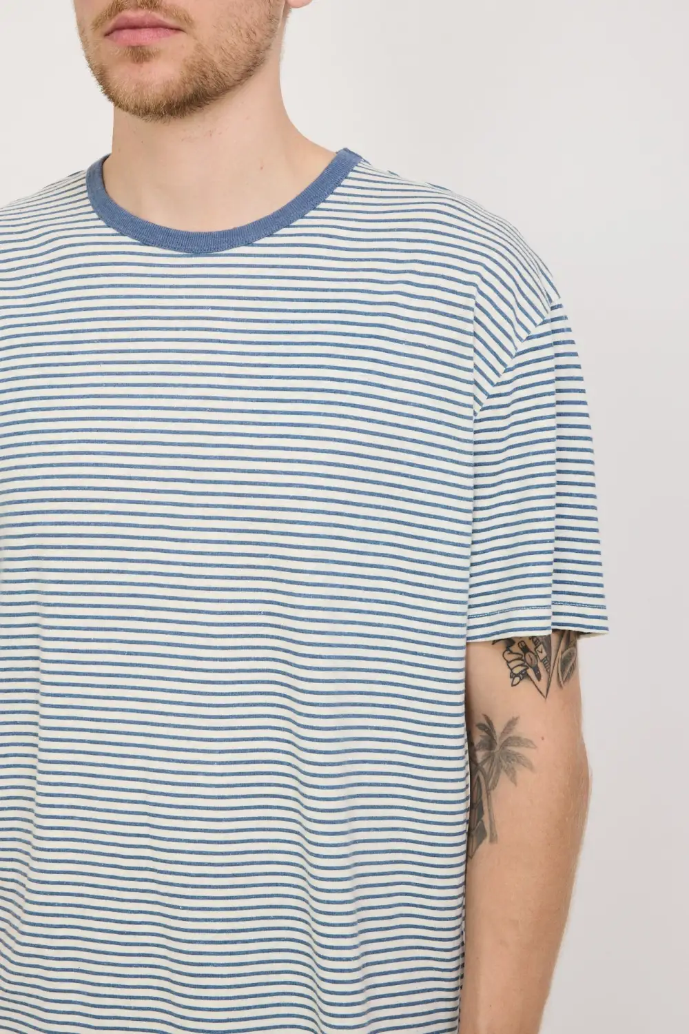 Hemp Tee Natural/Indigo Stripe