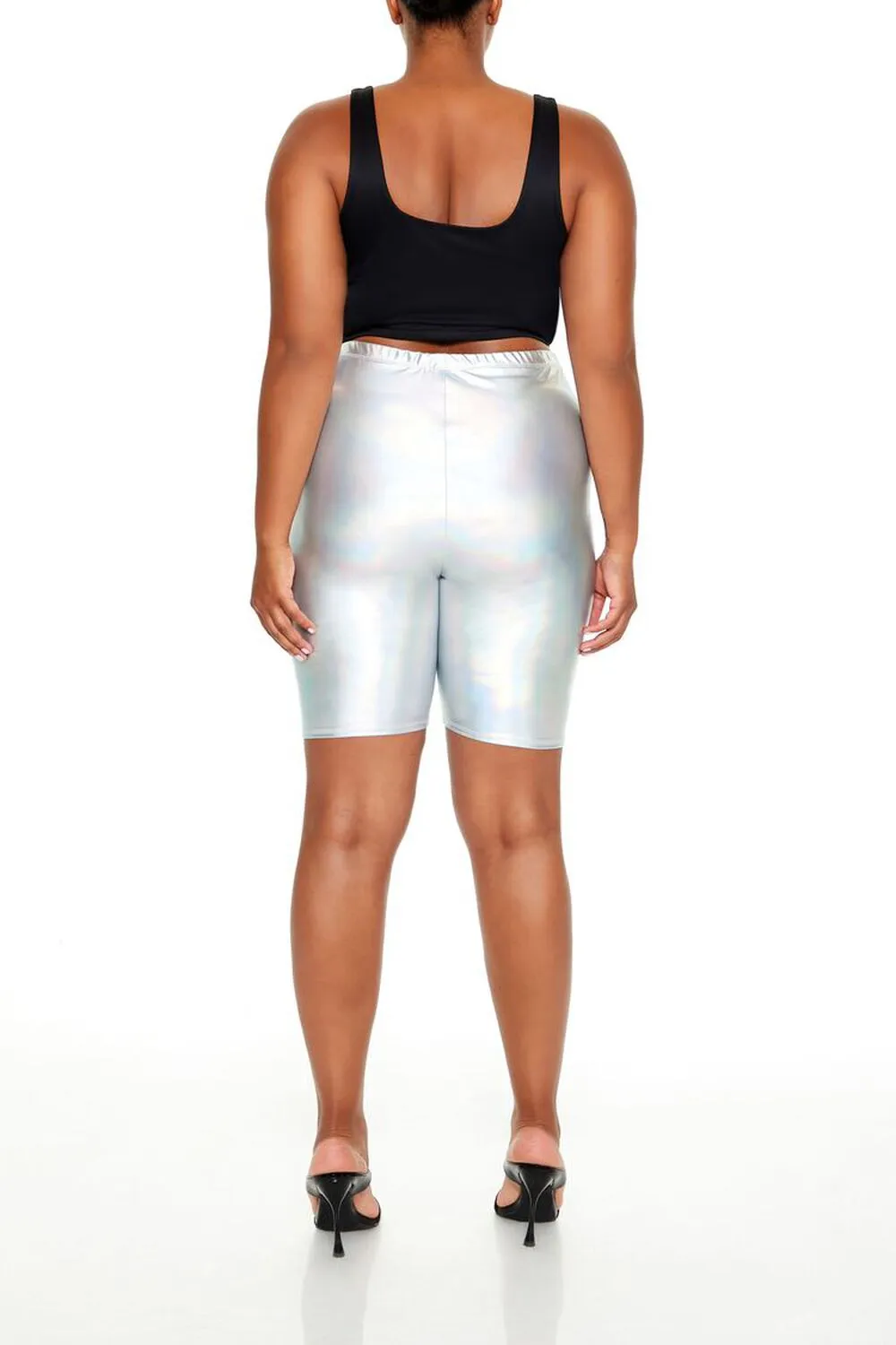 Plus Size Metallic Biker Shorts
