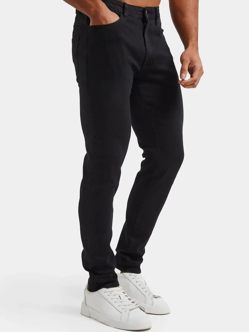 Black Casual Daily Athletic Jeans