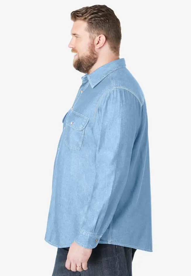 Long Sleeve Denim and Twill Shirt