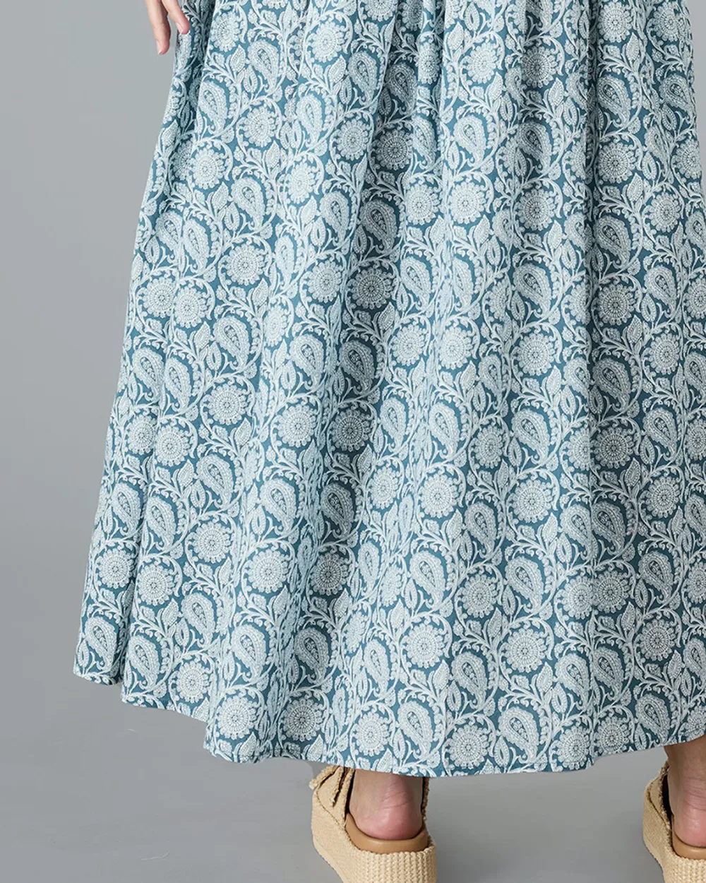 Light Blue Patterned Maxi Skirt