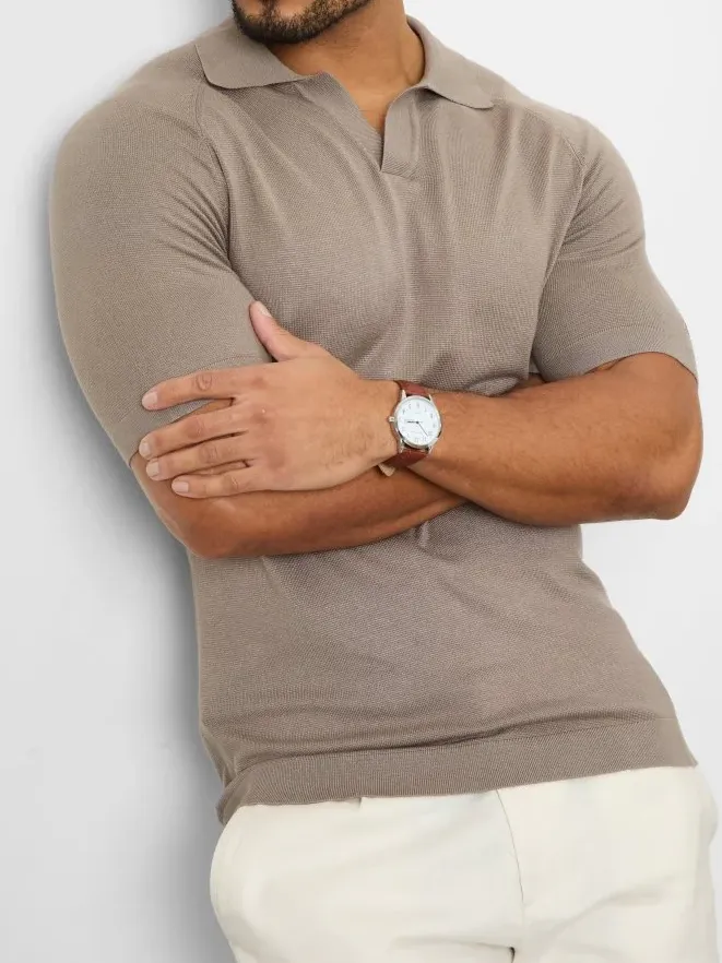 Light Taupe Simple Polo Shirt