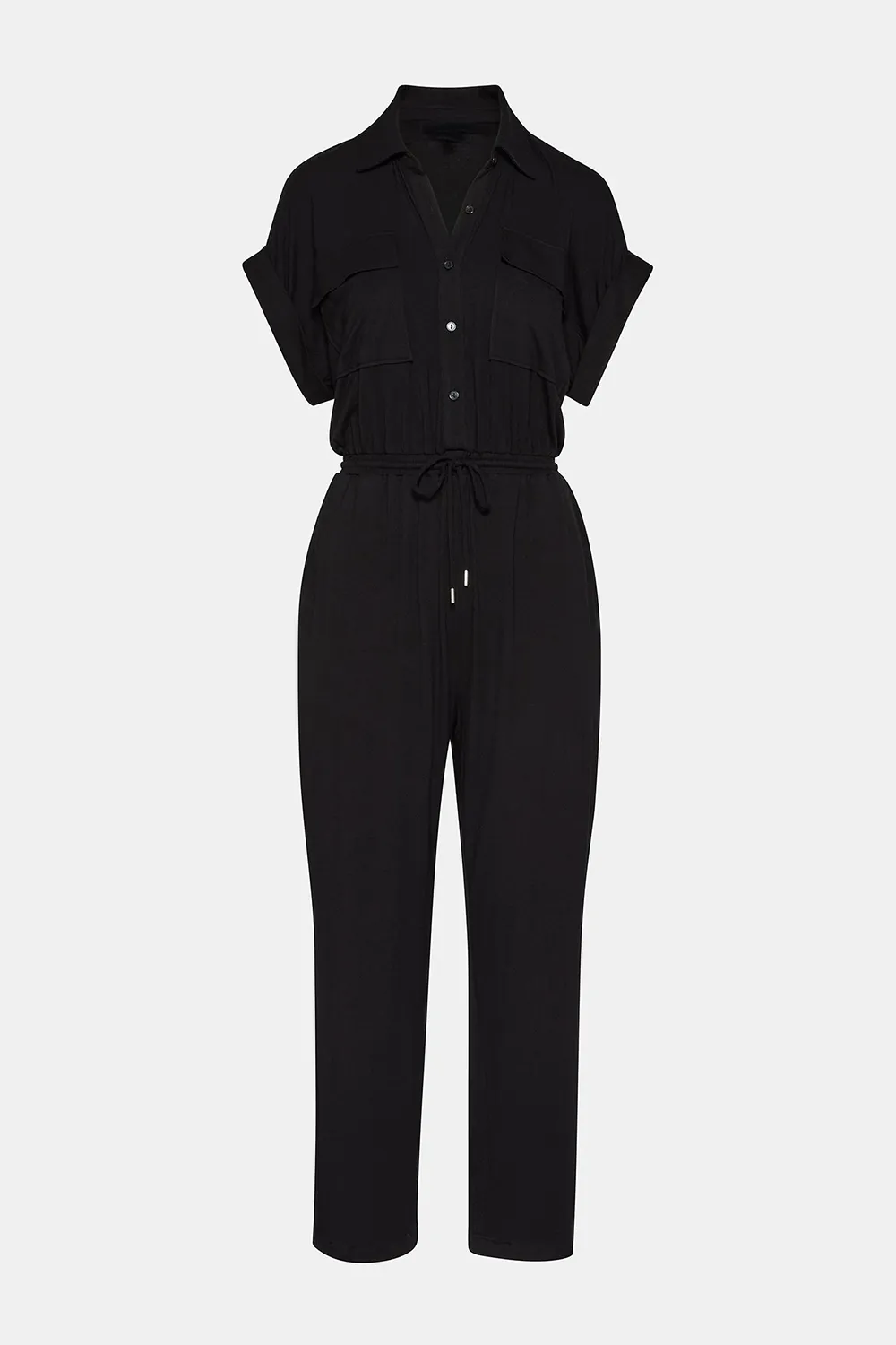 Lapel Jumpsuit Black
