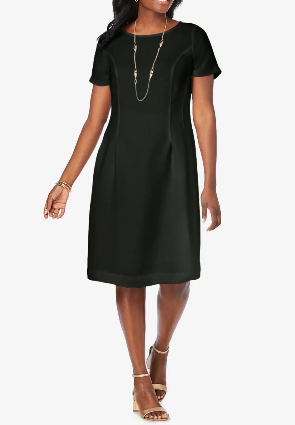 Solid Color Waist Cinching Dress