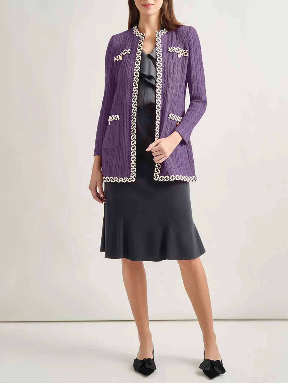 Color Blocking Long Sleeved Round Neck Jacket